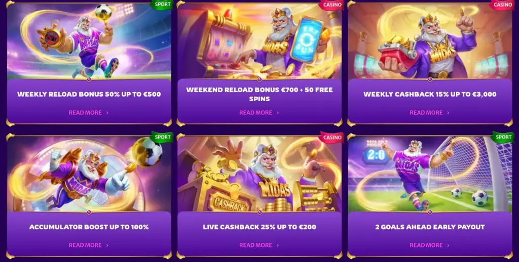 Display of casino bonuses on a screen, featuring animated reels and eye-catching designs for gaming enthusiasts.