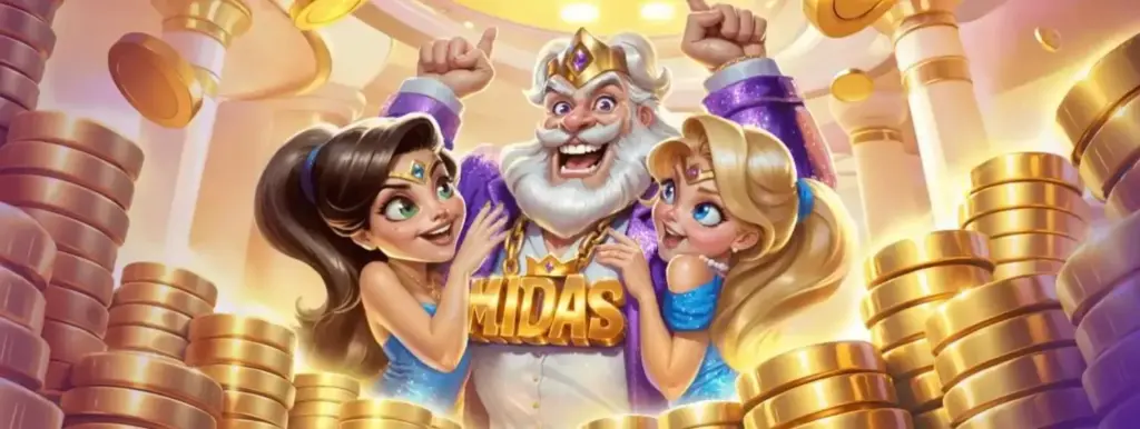 An eye-catching slot machine depicting two princesses and a king, featuring vivid graphics and elements of a fairy tale theme.