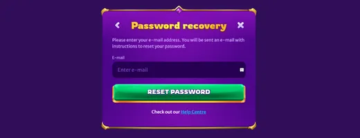 Password recovery form for email input