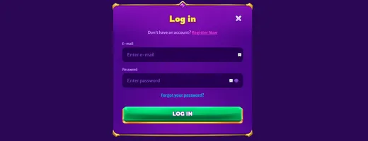 Login and register buttons for user access