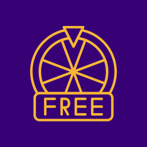 Free spin wheel icon with 'FREE' text