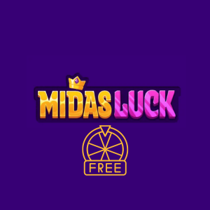 Midas Luck logo with free spins icon.